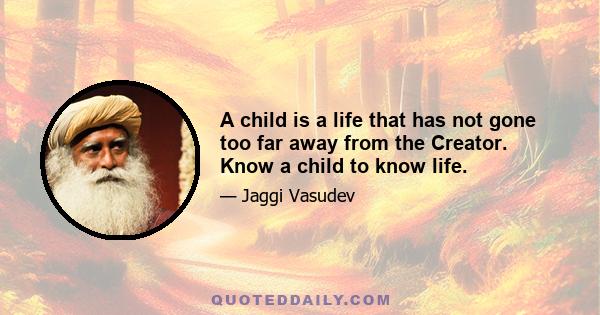 A child is a life that has not gone too far away from the Creator. Know a child to know life.