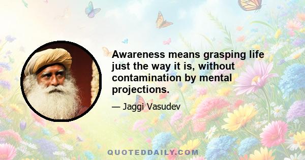 Awareness means grasping life just the way it is, without contamination by mental projections.