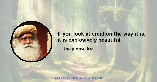 If you look at creation the way it is, it is explosively beautiful.