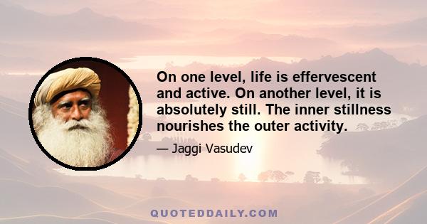 On one level, life is effervescent and active. On another level, it is absolutely still. The inner stillness nourishes the outer activity.