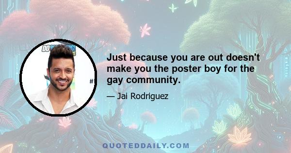 Just because you are out doesn't make you the poster boy for the gay community.