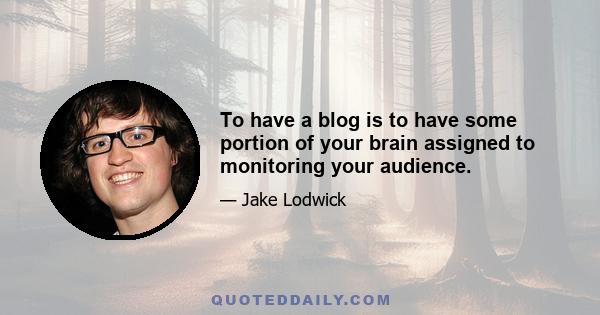 To have a blog is to have some portion of your brain assigned to monitoring your audience.