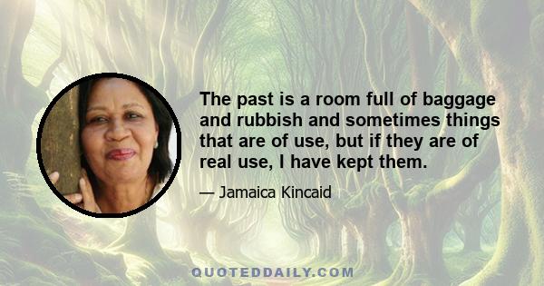 The past is a room full of baggage and rubbish and sometimes things that are of use, but if they are of real use, I have kept them.