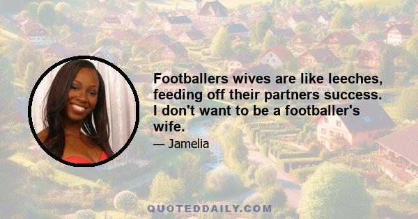 Footballers wives are like leeches, feeding off their partners success. I don't want to be a footballer's wife.