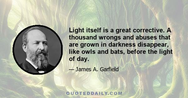 Light itself is a great corrective. A thousand wrongs and abuses that are grown in darkness disappear, like owls and bats, before the light of day.