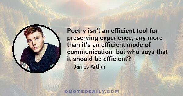 Poetry isn't an efficient tool for preserving experience, any more than it's an efficient mode of communication, but who says that it should be efficient?