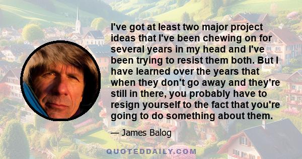 I've got at least two major project ideas that I've been chewing on for several years in my head and I've been trying to resist them both. But I have learned over the years that when they don't go away and they're still 