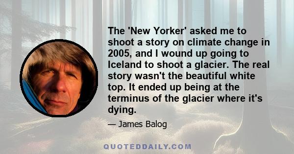 The 'New Yorker' asked me to shoot a story on climate change in 2005, and I wound up going to Iceland to shoot a glacier. The real story wasn't the beautiful white top. It ended up being at the terminus of the glacier