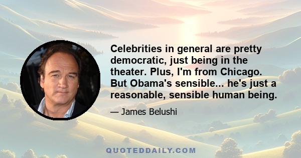 Celebrities in general are pretty democratic, just being in the theater. Plus, I'm from Chicago. But Obama's sensible... he's just a reasonable, sensible human being.