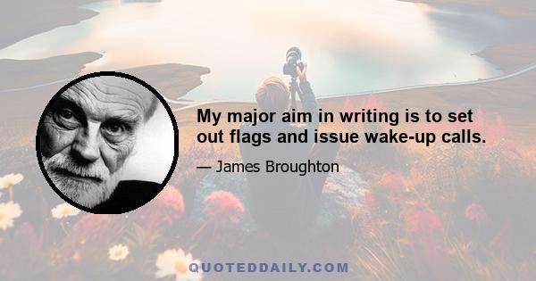 My major aim in writing is to set out flags and issue wake-up calls.