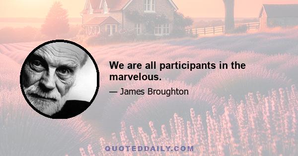 We are all participants in the marvelous.