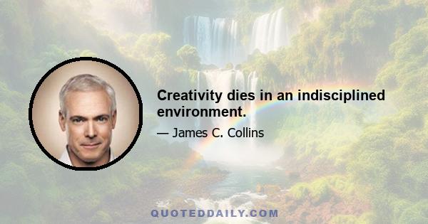 Creativity dies in an indisciplined environment.