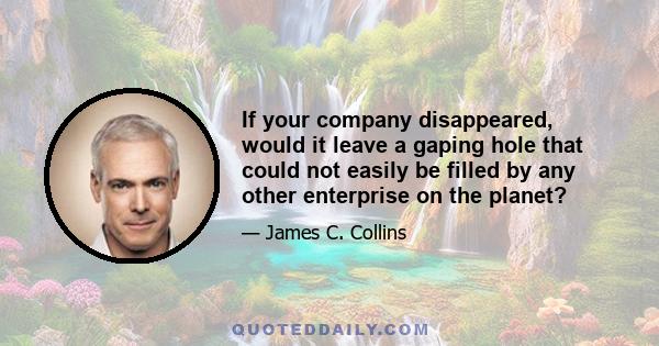 If your company disappeared, would it leave a gaping hole that could not easily be filled by any other enterprise on the planet?