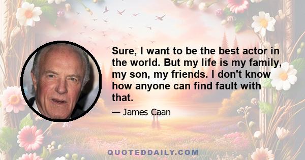 Sure, I want to be the best actor in the world. But my life is my family, my son, my friends. I don't know how anyone can find fault with that.