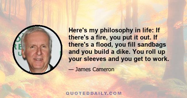 Here's my philosophy in life: If there's a fire, you put it out. If there's a flood, you fill sandbags and you build a dike. You roll up your sleeves and you get to work.