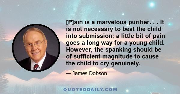 [P]ain is a marvelous purifier. . . It is not necessary to beat the child into submission; a little bit of pain goes a long way for a young child. However, the spanking should be of sufficient magnitude to cause the