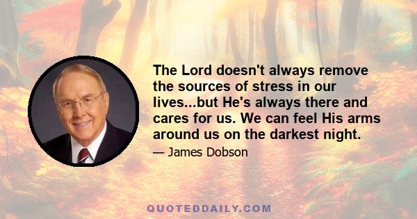 The Lord doesn't always remove the sources of stress in our lives...but He's always there and cares for us. We can feel His arms around us on the darkest night.