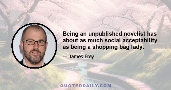 Being an unpublished novelist has about as much social acceptability as being a shopping bag lady.