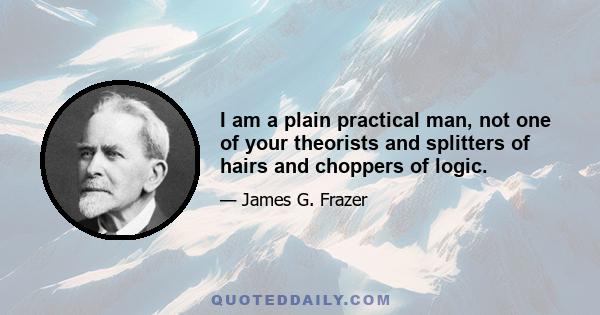 I am a plain practical man, not one of your theorists and splitters of hairs and choppers of logic.