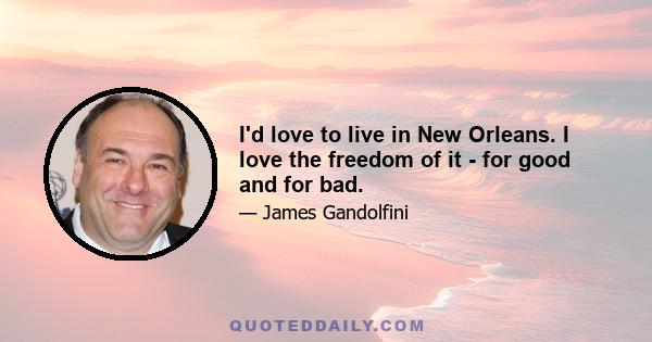 I'd love to live in New Orleans. I love the freedom of it - for good and for bad.