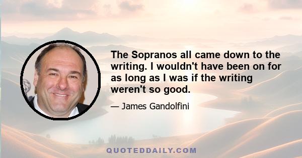 The Sopranos all came down to the writing. I wouldn't have been on for as long as I was if the writing weren't so good.