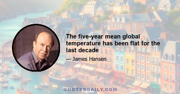 The five-year mean global temperature has been flat for the last decade