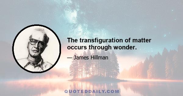 The transfiguration of matter occurs through wonder.