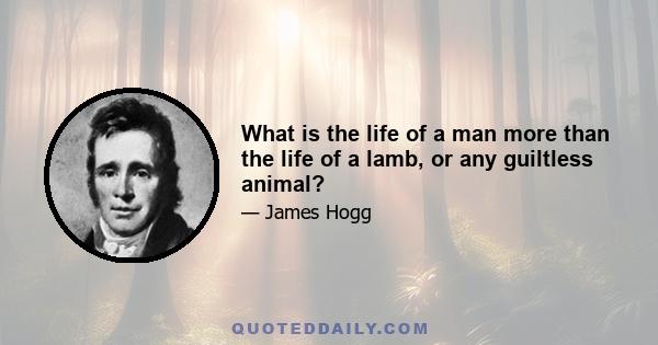 What is the life of a man more than the life of a lamb, or any guiltless animal?