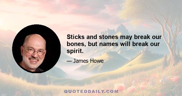 Sticks and stones may break our bones, but names will break our spirit.