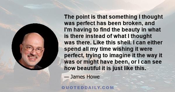 The point is that something I thought was perfect has been broken, and I'm having to find the beauty in what is there instead of what I thought was there. Like this shell. I can either spend all my time wishing it were