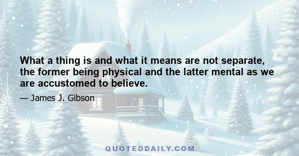 What a thing is and what it means are not separate, the former being physical and the latter mental as we are accustomed to believe.