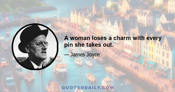 A woman loses a charm with every pin she takes out.