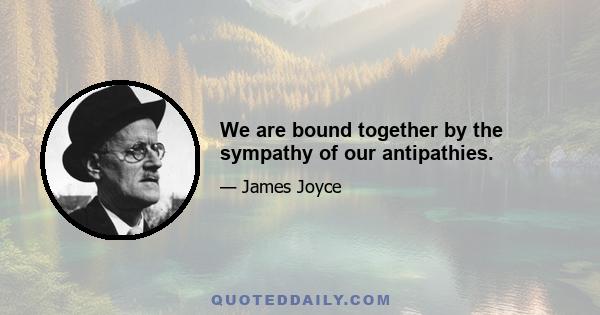 We are bound together by the sympathy of our antipathies.