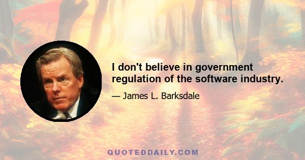 I don't believe in government regulation of the software industry.