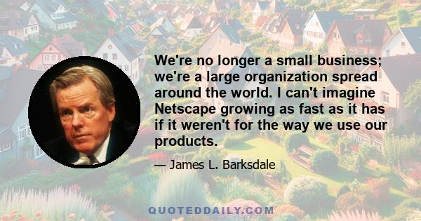 We're no longer a small business; we're a large organization spread around the world. I can't imagine Netscape growing as fast as it has if it weren't for the way we use our products.