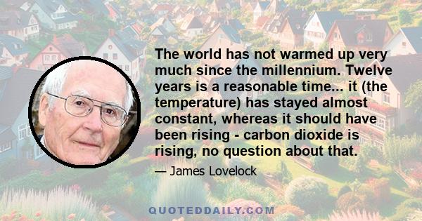 The world has not warmed up very much since the millennium. Twelve years is a reasonable time... it (the temperature) has stayed almost constant, whereas it should have been rising - carbon dioxide is rising, no