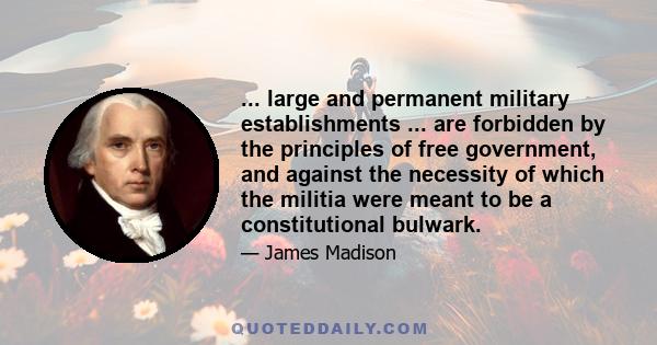 ... large and permanent military establishments ... are forbidden by the principles of free government, and against the necessity of which the militia were meant to be a constitutional bulwark.