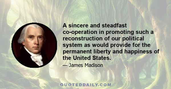 A sincere and steadfast co-operation in promoting such a reconstruction of our political system as would provide for the permanent liberty and happiness of the United States.