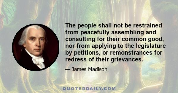 The people shall not be restrained from peacefully assembling and consulting for their common good, nor from applying to the legislature by petitions, or remonstrances for redress of their grievances.