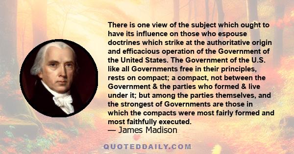 There is one view of the subject which ought to have its influence on those who espouse doctrines which strike at the authoritative origin and efficacious operation of the Government of the United States. The Government 