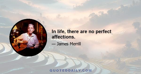 In life, there are no perfect affections.