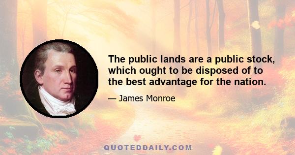 The public lands are a public stock, which ought to be disposed of to the best advantage for the nation.