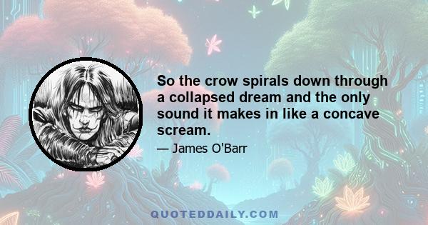 So the crow spirals down through a collapsed dream and the only sound it makes in like a concave scream.