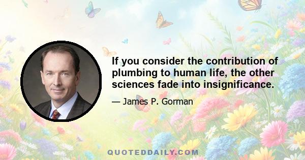 If you consider the contribution of plumbing to human life, the other sciences fade into insignificance.