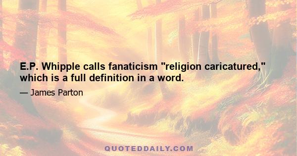 E.P. Whipple calls fanaticism religion caricatured, which is a full definition in a word.