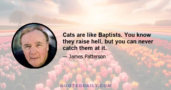 Cats are like Baptists. You know they raise hell, but you can never catch them at it.