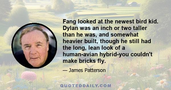 Fang looked at the newest bird kid. Dylan was an inch or two taller than he was, and somewhat heavier built, though he still had the long, lean look of a human-avian hybrid-you couldn't make bricks fly.