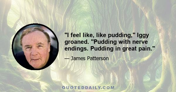 I feel like, like pudding, Iggy groaned. Pudding with nerve endings. Pudding in great pain.