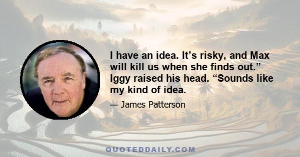 I have an idea. It’s risky, and Max will kill us when she finds out.” Iggy raised his head. “Sounds like my kind of idea.