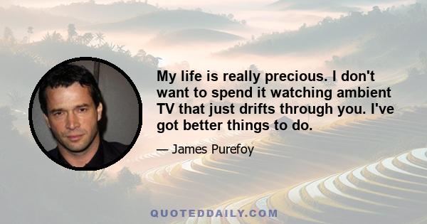 My life is really precious. I don't want to spend it watching ambient TV that just drifts through you. I've got better things to do.